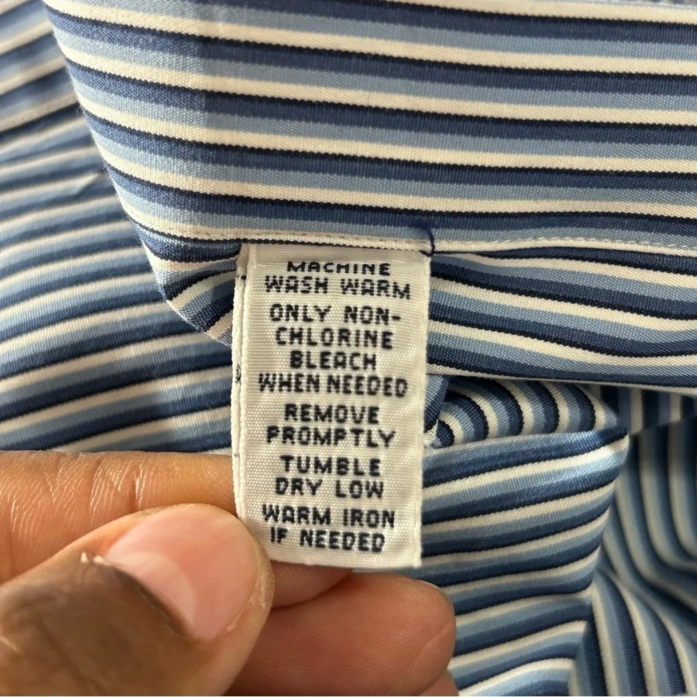 POLO Ralph Lauren Button Down Shirt Men's Classic Fit Blue White Stripe Size XL
